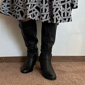 JustFab Cynthia Heeled Zip Up Boots Black Size 7